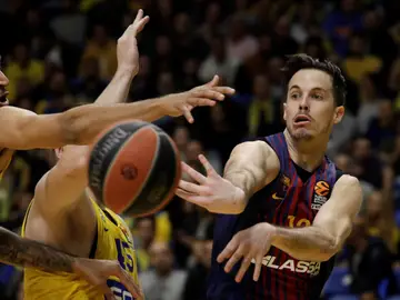 Heurtel pasa el balón en el partido del Barcelona Heurtel pasa el balón en el partido del Barcelona