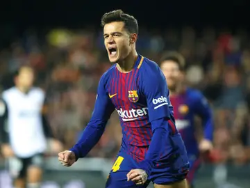 Coutinho celebra su gol con el Barça Coutinho celebra su gol con el Barça