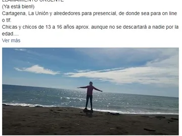 Llamamiento de una madre a través de Facebook Llamamiento de una madre a través de Facebook