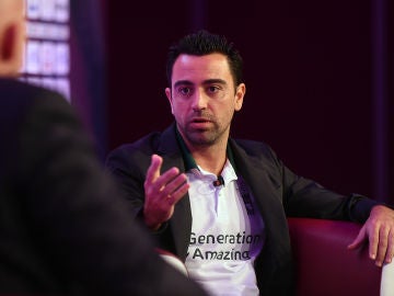 Xavi Hernández, durante una conferencia