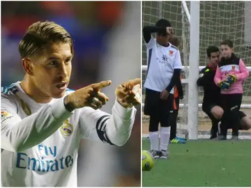 Sergio Ramos aplaude el gesto de un árbitro con un benjamín Sergio Ramos aplaude el gesto de un árbitro con un benjamín