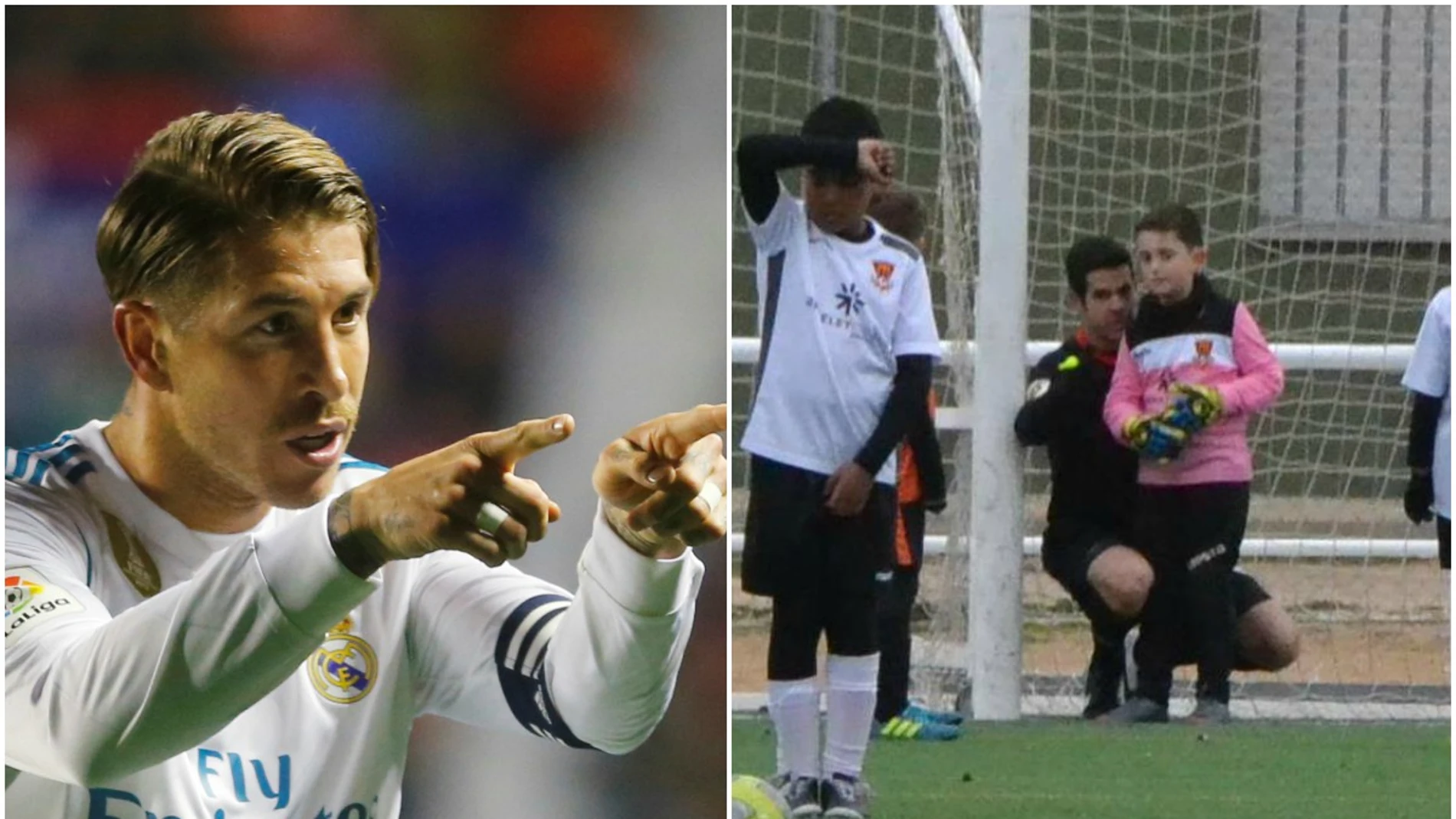 Sergio Ramos aplaude el gesto de un árbitro con un benjamín Sergio Ramos aplaude el gesto de un árbitro con un benjamín