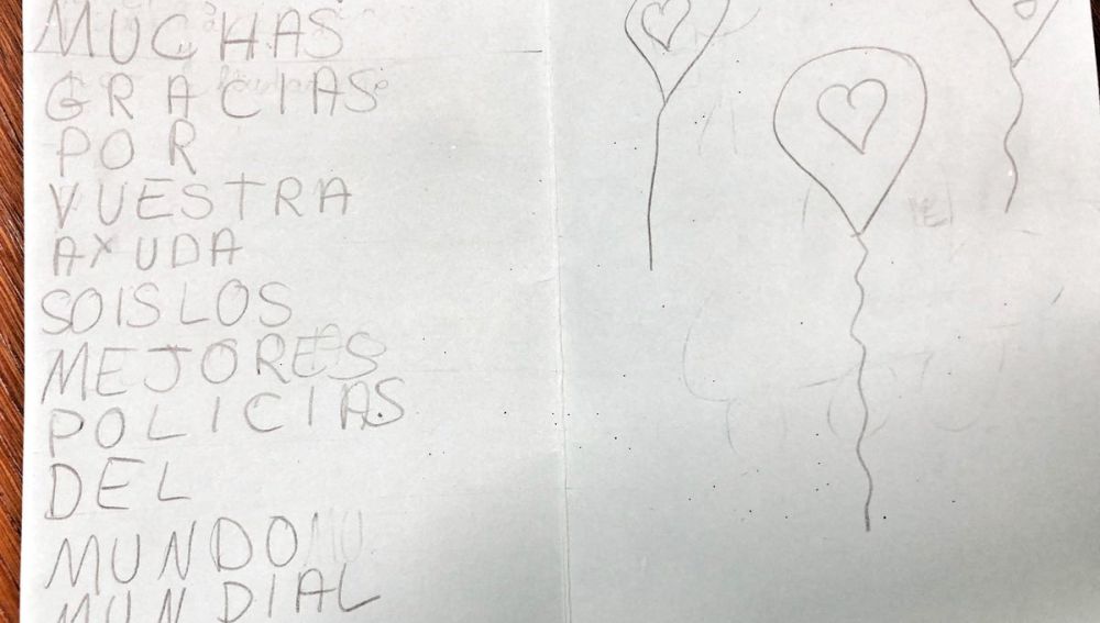 Carta de agradecimiento una niña