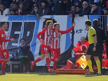 Griezmann celebra el 0-1 ante el Málaga