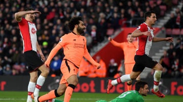 Salah celebra su gol contra el Southampton