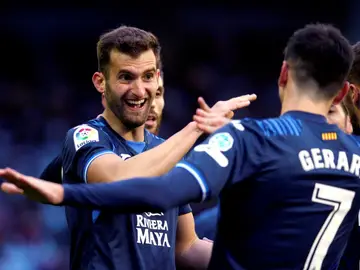Baptistao celebra un gol con Gerard Moreno Baptistao celebra un gol con Gerard Moreno