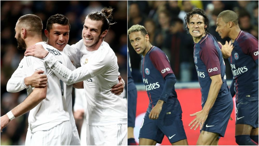 Los tridentes ofensivos de Madrid y PSG
