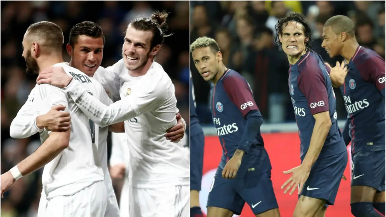 Los tridentes ofensivos de Madrid y PSG