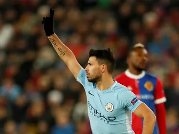 Agüero celebra su gol contra el Basilea Agüero celebra su gol contra el Basilea