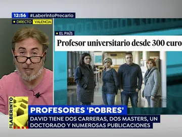David Mascarell, uno de los profesores universitarios que denuncia los bajos salarios: " Quremos que se nos retribuya como corresponde David Mascarell, uno de los profesores universitarios que denuncia los bajos salarios: " Quremos que se nos retribuya como corresponde