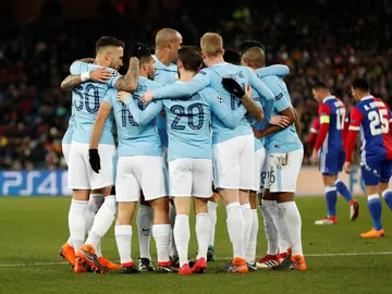 El City celebra un gol ante el Basilea El City celebra un gol ante el Basilea