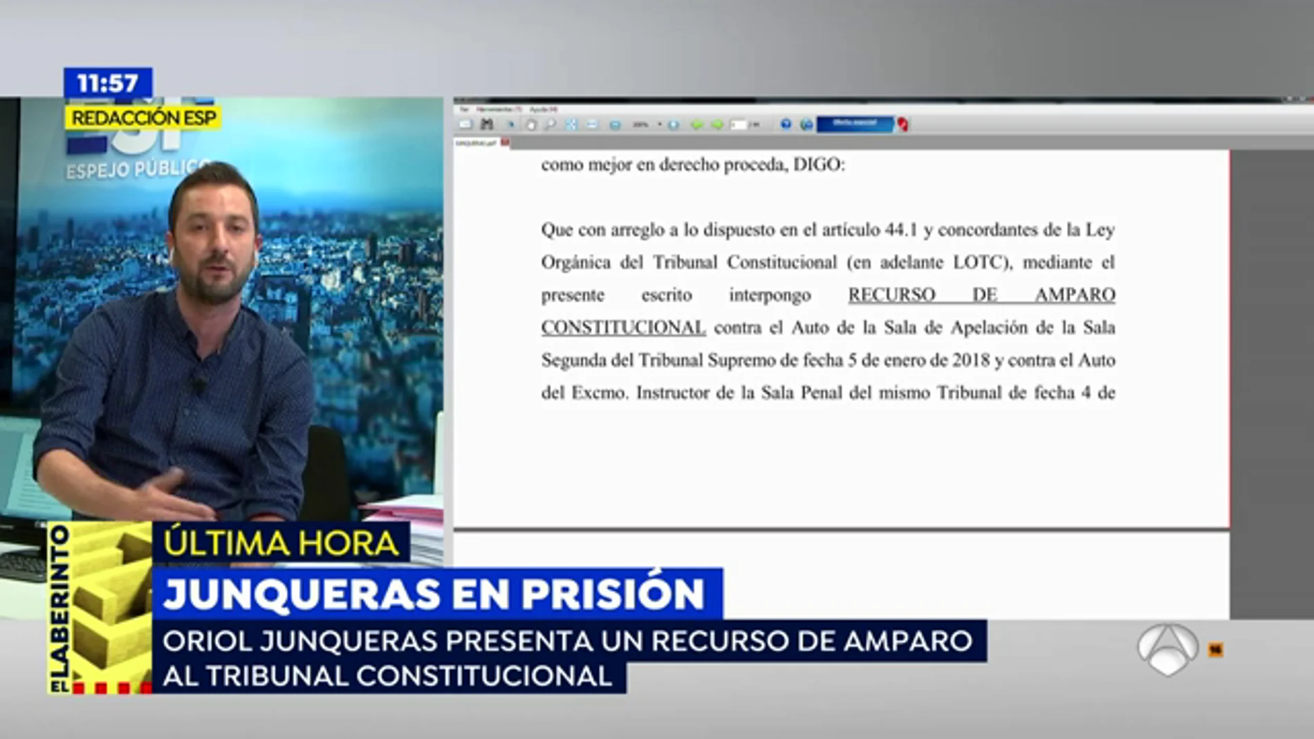 Junqueras presenta un recurso de amparo al Constitucional para evitar la prisión preventiva