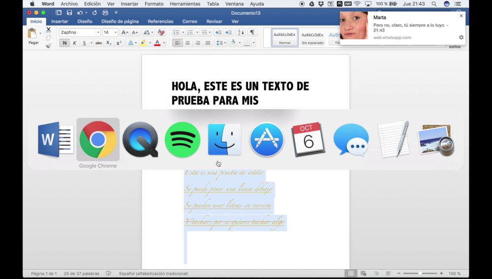 Microsoft Word para dictado Mac