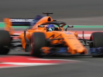 Fernando Alonso, rodando en Montmeló