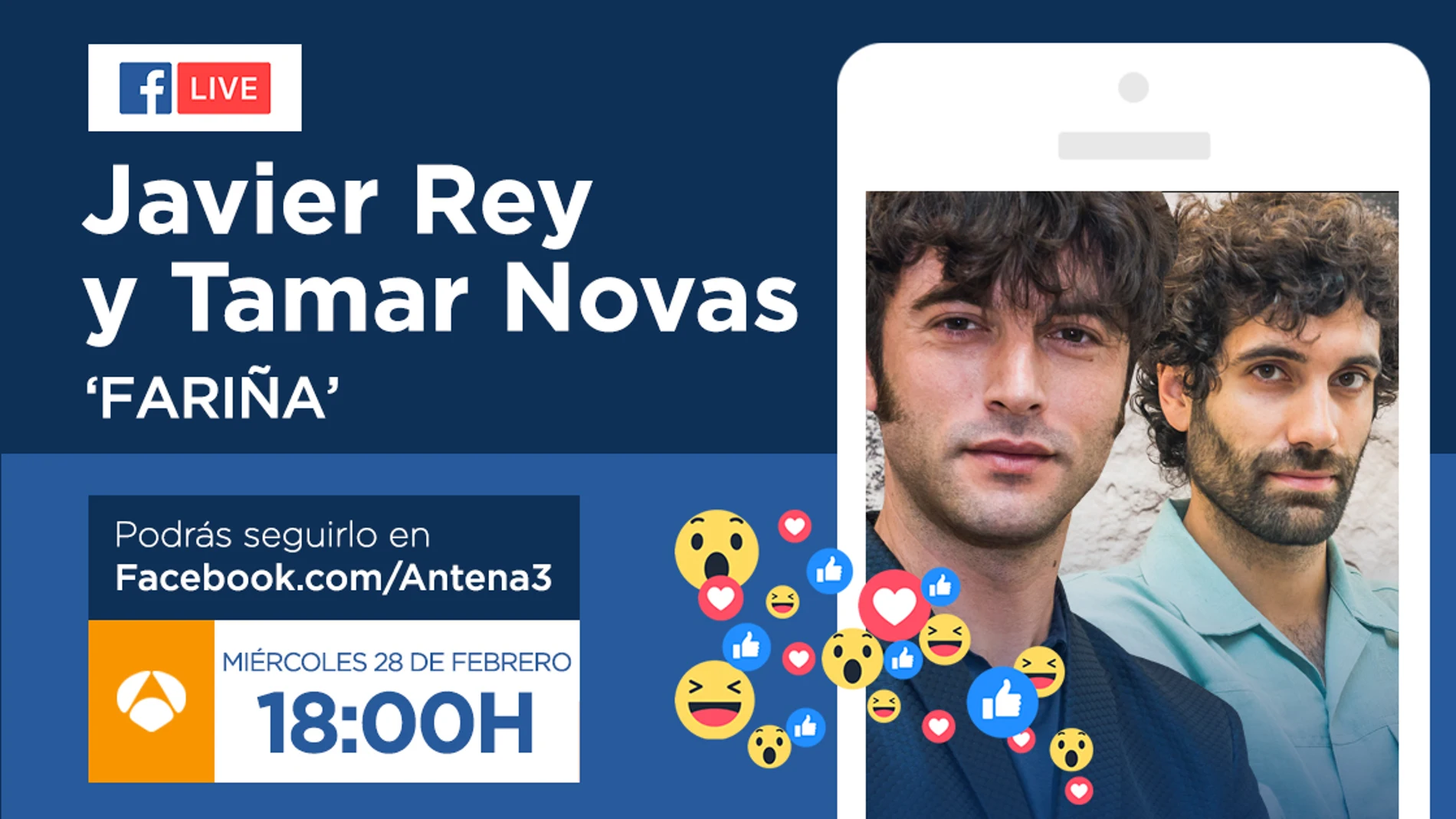 El miércoles, Javier Rey y Tamar Novas responderán a las preguntas de los fans de 'Fariña' a través de Facebook Live