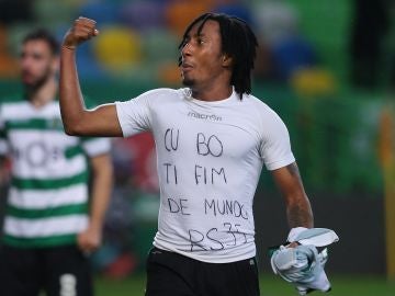 Gelson Martins, con la camiseta en apoyo a Semedo