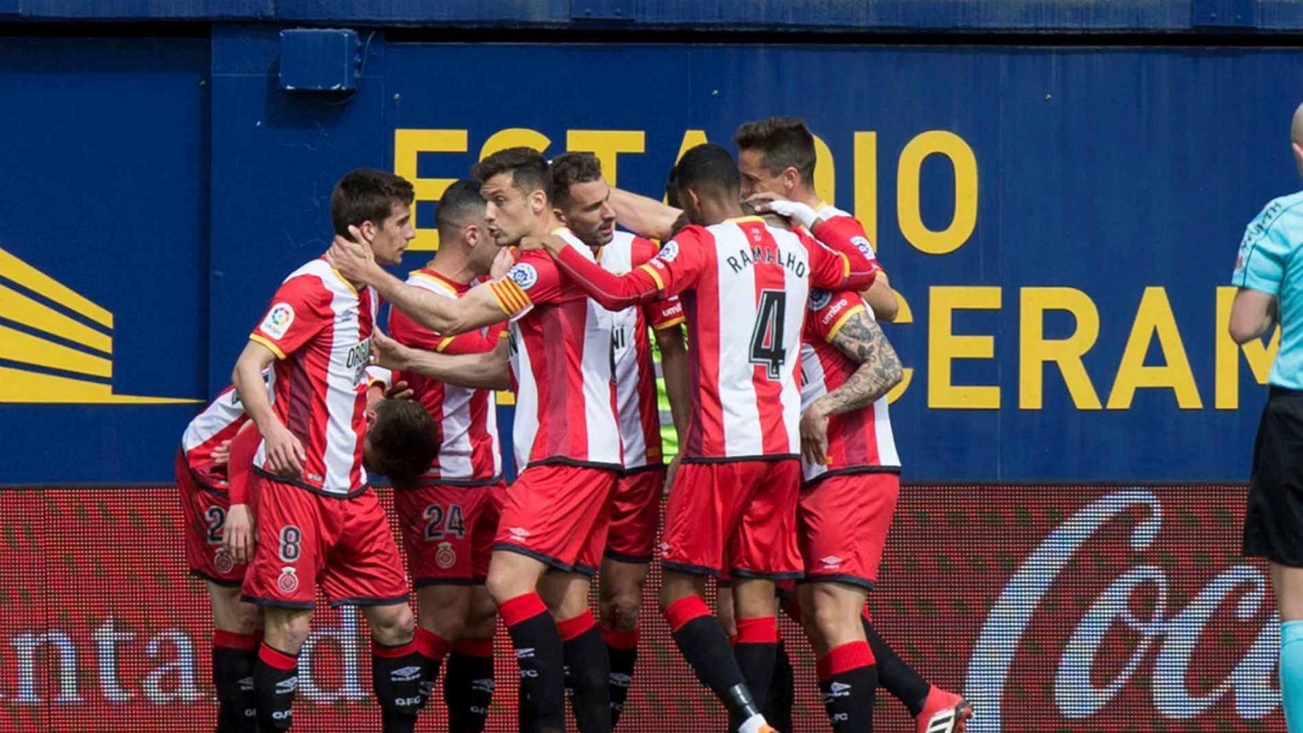 El Girona celebra un gol El Girona celebra un gol