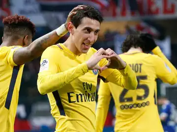 Di María celebra su gol ante el Troyes Di María celebra su gol ante el Troyes