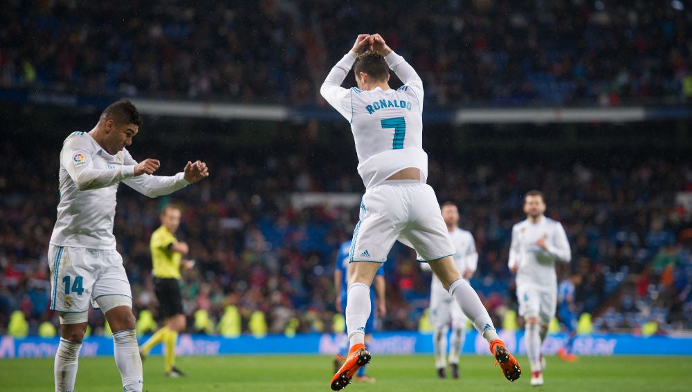 Cristiano Ronaldo celebra su primer gol contra el Getafe