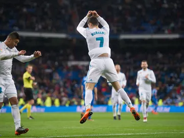 Cristiano Ronaldo celebra su primer gol contra el Getafe Cristiano Ronaldo celebra su primer gol contra el Getafe
