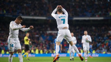 Cristiano Ronaldo celebra su primer gol contra el Getafe