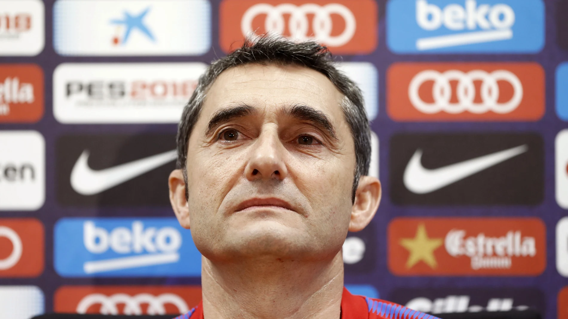 Valverde, durante la rueda de prensa Valverde, durante la rueda de prensa