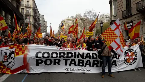 La cabecera de la manifestación de Tabarnia La cabecera de la manifestación de Tabarnia