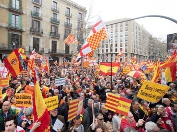 La Plataforma por Tabarnia durante su movilización en Barcelona