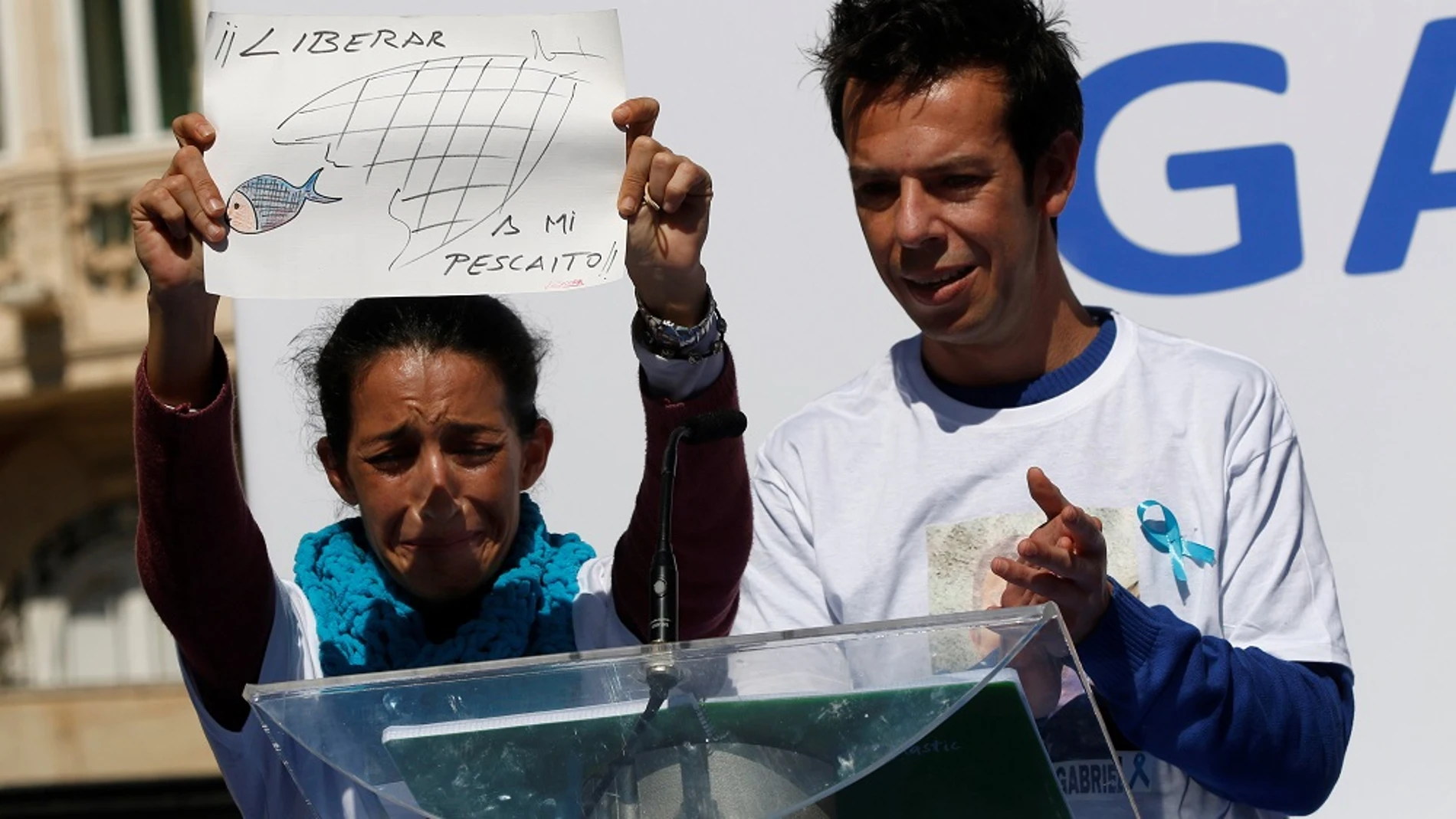 Patricia Ramírez y Ángel Cruz, los padres de Gabriel, el menor desaparecido en Níjar, durante la concentración en Almería Patricia Ramírez y Ángel Cruz, los padres de Gabriel, el menor desaparecido en Níjar, durante la concentración en Almería