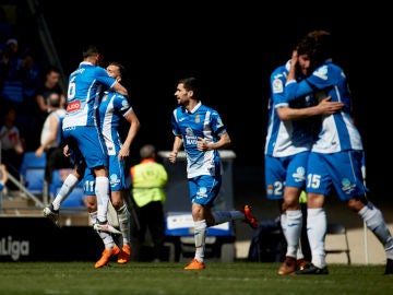 El Espanyol celebra un gol