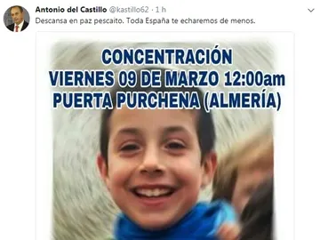 Tuit de Antonio del Castillo tras encontrarse el cadáver de Gabriel Tuit de Antonio del Castillo tras encontrarse el cadáver de Gabriel
