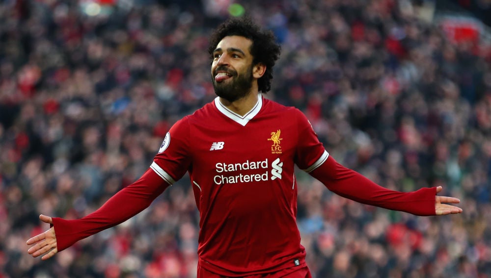 Mohamed Salah celebra un gol con el Liverpool