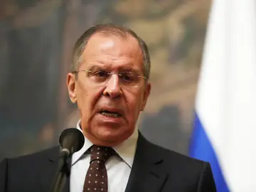 El ministro de Exteriores ruso en rueda de prensa en Moscú El ministro de Exteriores ruso en rueda de prensa en Moscú