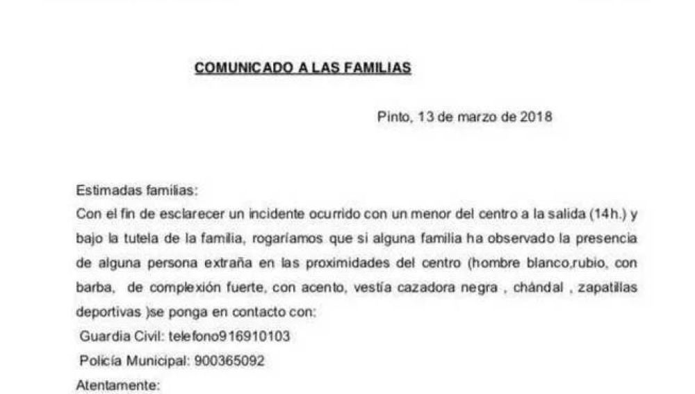 Comunicado tras el incidente ocurrido en Pinto