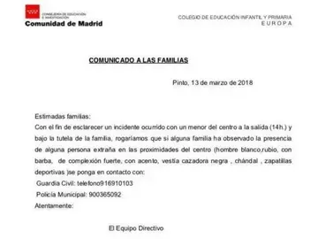 Comunicado tras el incidente ocurrido en Pinto Comunicado tras el incidente ocurrido en Pinto