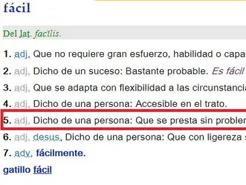 La RAE modifica la quinta acepción de la palabra 'fácil' La RAE modifica la quinta acepción de la palabra 'fácil'