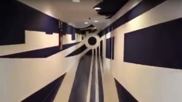 El efecto óptico del túnel de vestuarios del Málaga