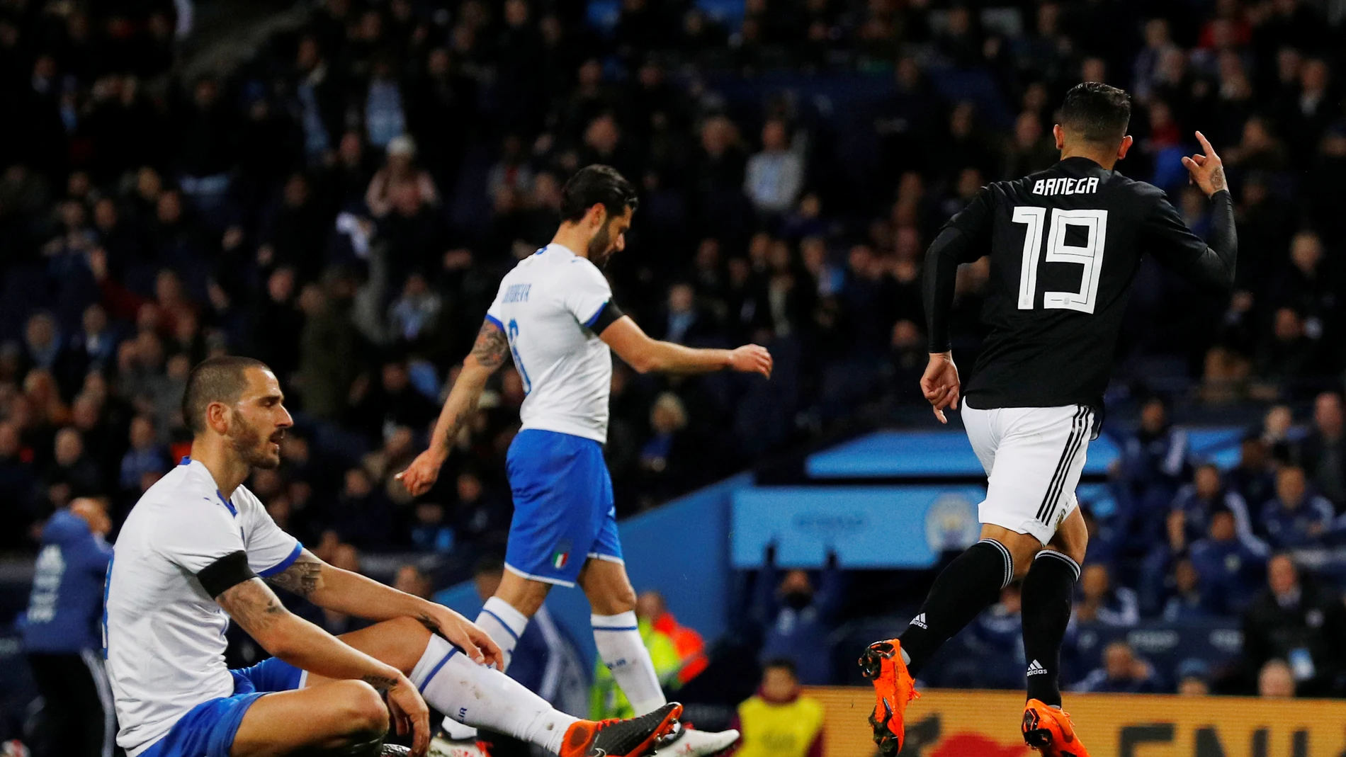 Banega celebra su gol ante Italia en Manchester Banega celebra su gol ante Italia en Manchester