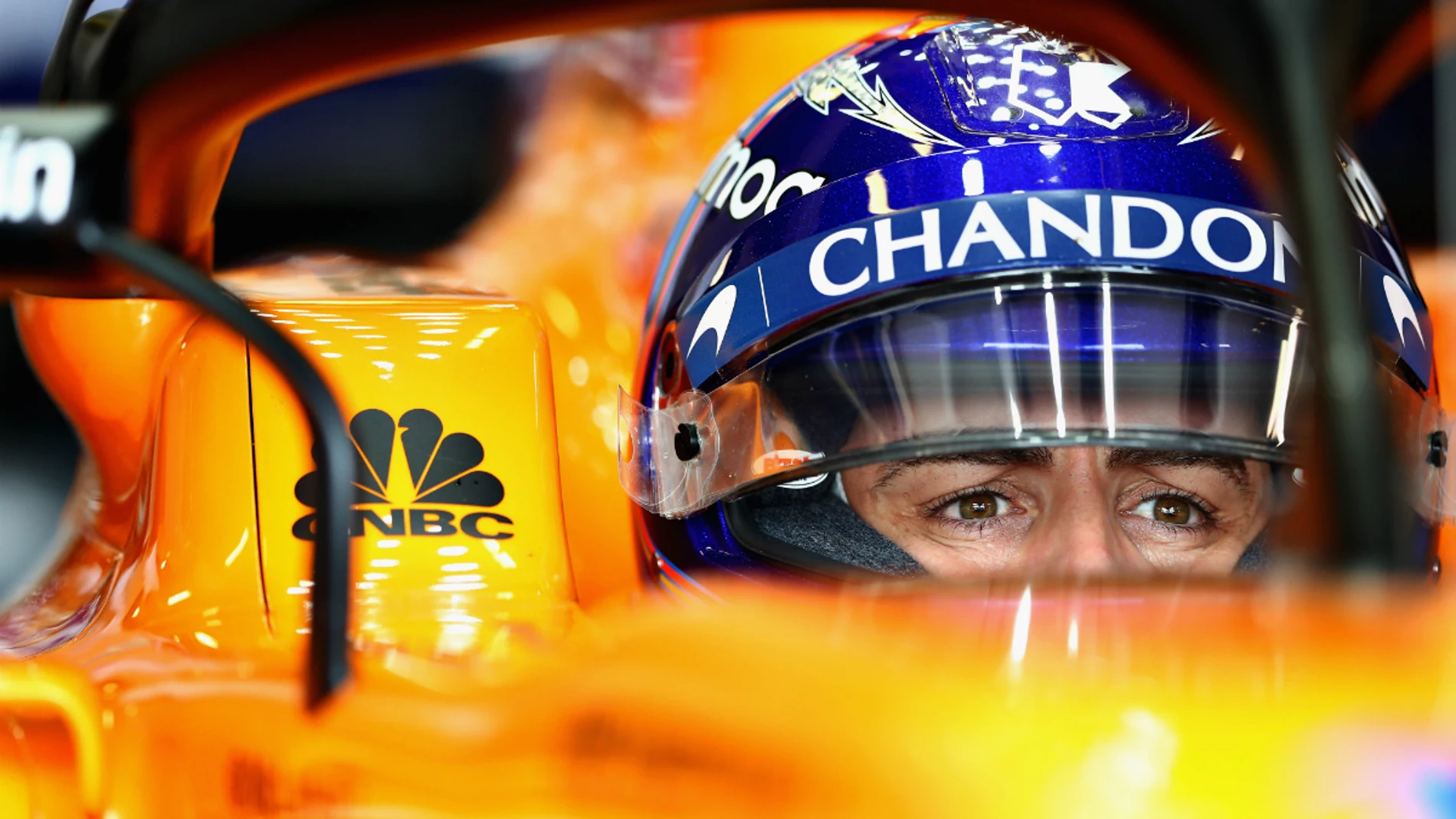 Fernando Alonso, en su cockpit
