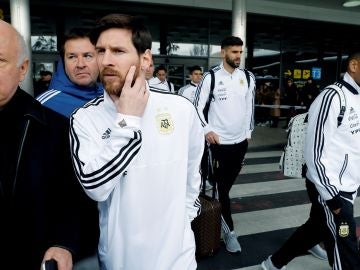 Messi y la selección argentina, llegando a Madrid