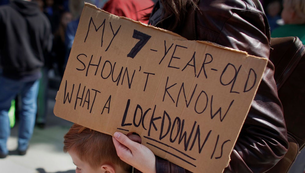 "Mi hijo de siete años no debería saber lo que es un seguro", una de las pancartas de la marcha en Washington