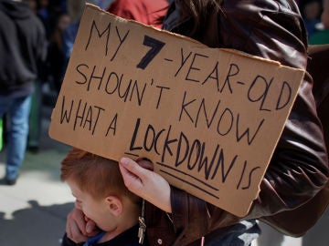 "Mi hijo de siete años no debería saber lo que es un seguro", una de las pancartas de la marcha en Washington