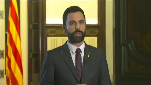 Torrent, durante su mensaje institucional Torrent, durante su mensaje institucional