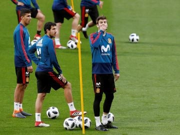 Gerard Piqué, en el entrenamiento de España en el Wanda Metropolitano