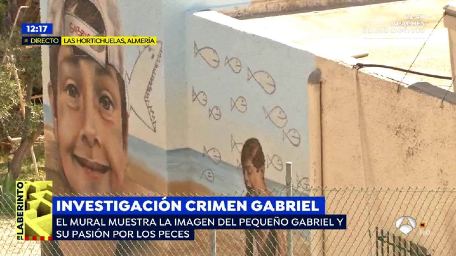 El emotivo mural que homenajea al pequeño Gabriel en una pared de la casa de la abuela en Las Hortichuelas