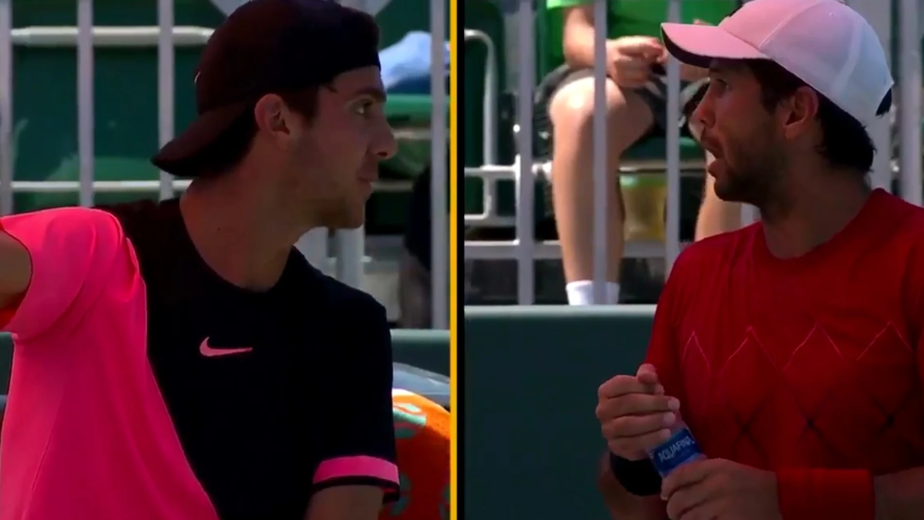 Momento del enfrentamiento entre Verdasco y Kokkinakis en Miami Momento del enfrentamiento entre Verdasco y Kokkinakis en Miami