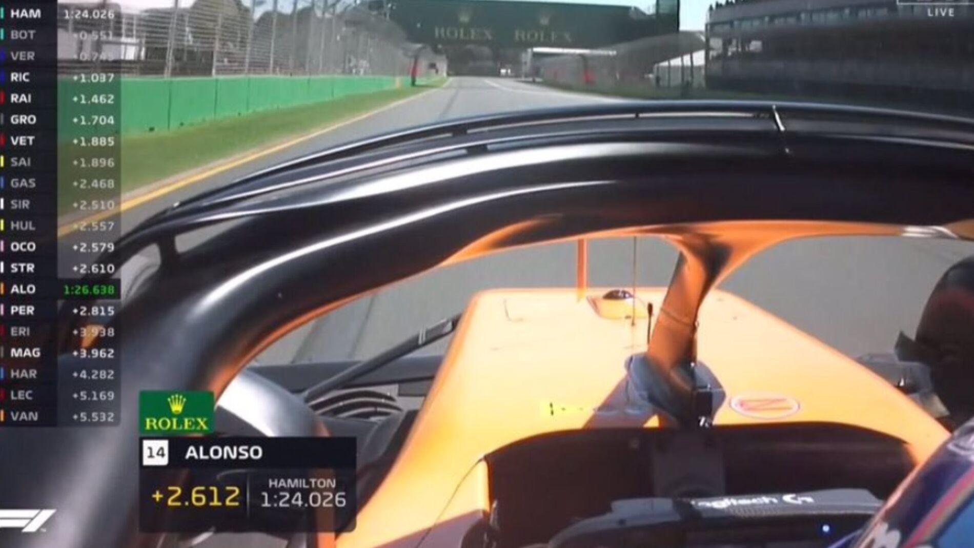 C&aacute;mara on-board de Alonso