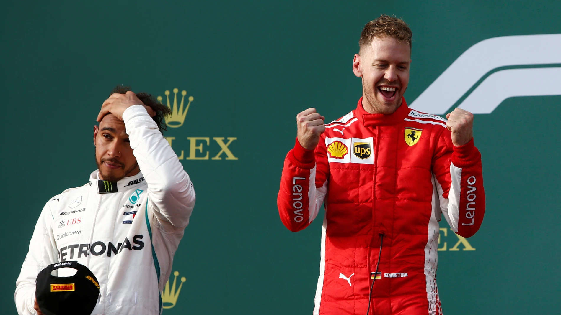 Vettel y Hamilton en el podio de Albert Park