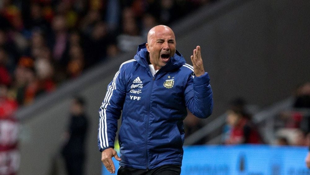 Jorge Sampaoli, en el partido contra España