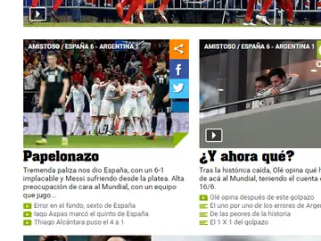 Titulares del diario 'Olé' Titulares del diario 'Olé'